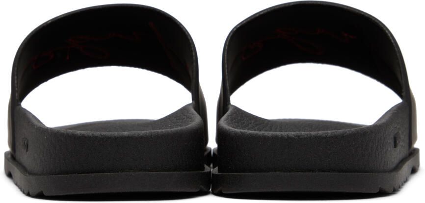 Hugo Black Embroidered Logo Slides