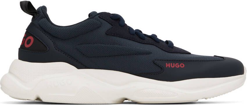 Hugo Navy Logo Sneakers - Picture 5