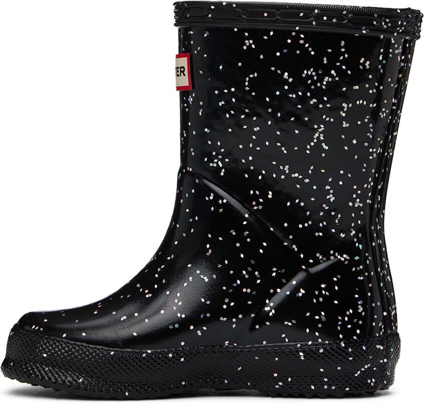 Hunter Kids Black First Classic Giant Glitter Little Kids Rain Boots - Picture 2