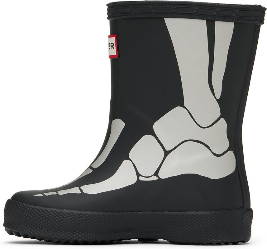 Hunter Kids Black Skeleton First Classic Little Kids Rain Boots - Picture 2