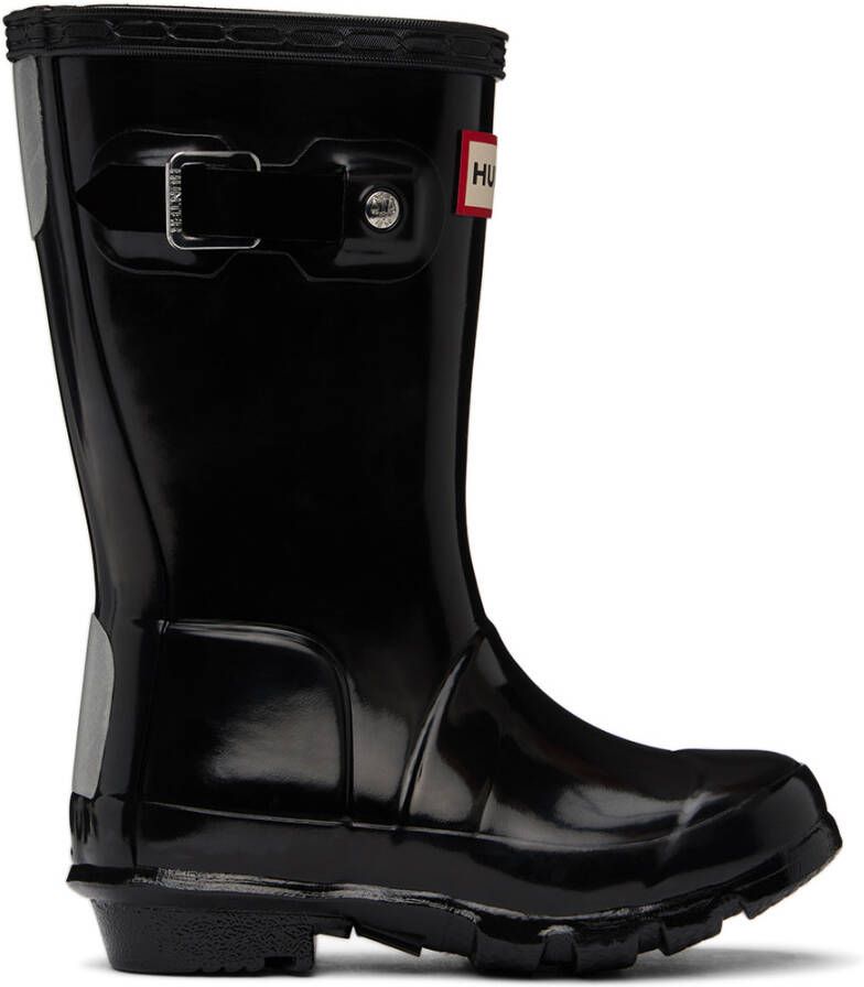Hunter Kids Black Original Gloss Big Kids Rain Boots - Picture 3