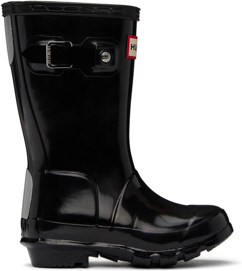 Hunter Kids Black Original Gloss Little Kids Rain Boots - Picture 2