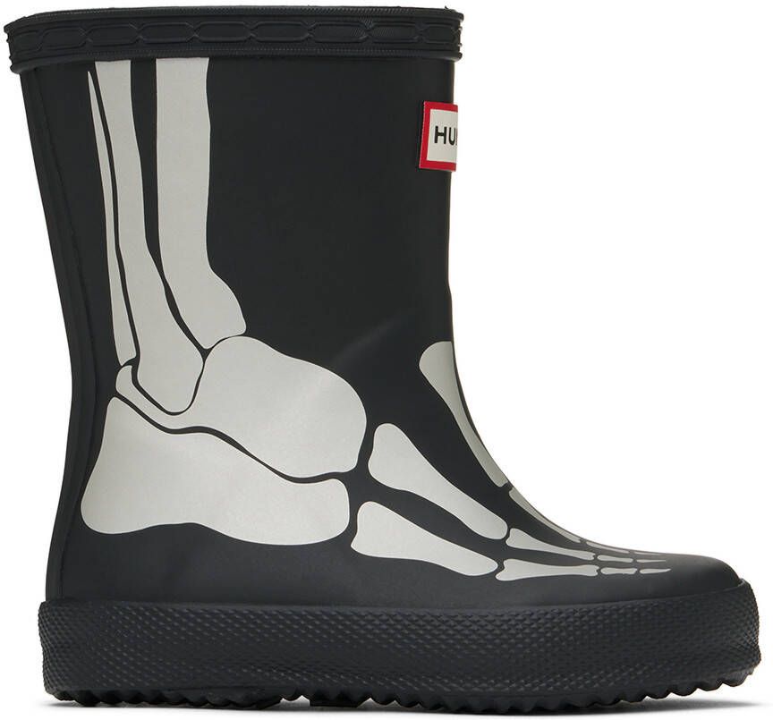 Hunter Kids Black Skeleton First Classic Little Kids Rain Boots - Picture 5
