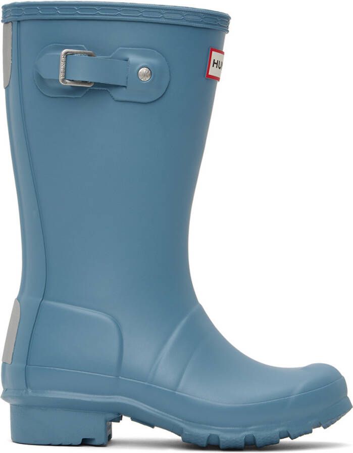 Hunter Kids Blue Original Big Kids Rain Boots - Picture 3