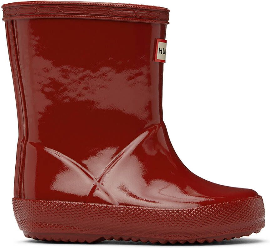 Hunter Kids Red First Classic Gloss Little Kids Rain Boots - Picture 4