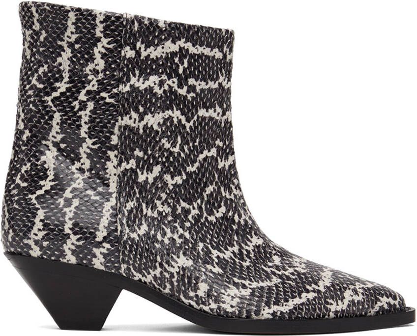 Isabel Marant Black & White Snake Imori Boots - Picture 5