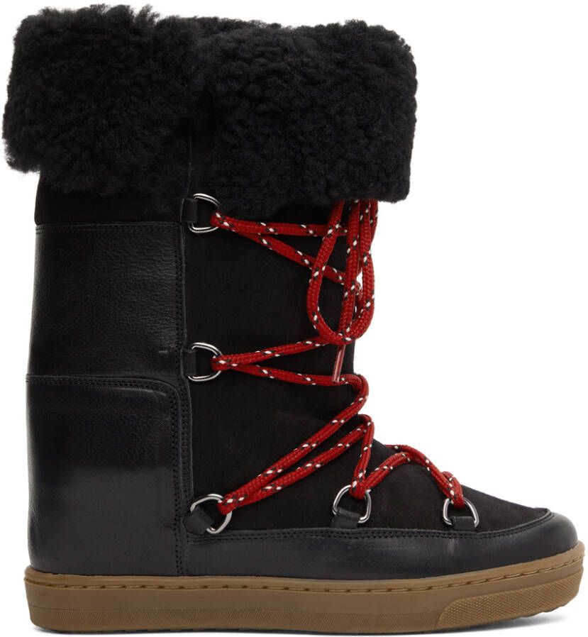 Isabel Marant Black Shearling Nowly Boots - Picture 4