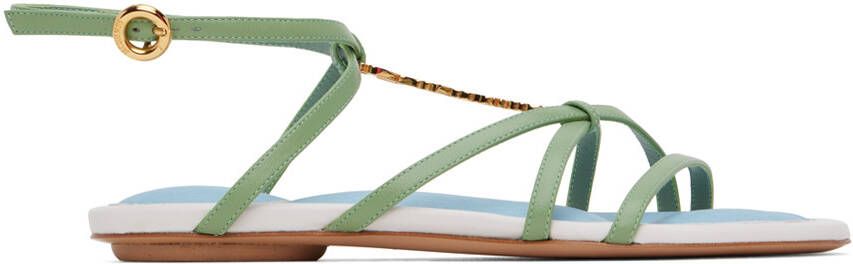 Jacquemus Green 'Les Sandales Pralu Plates' Sandals - Picture 5