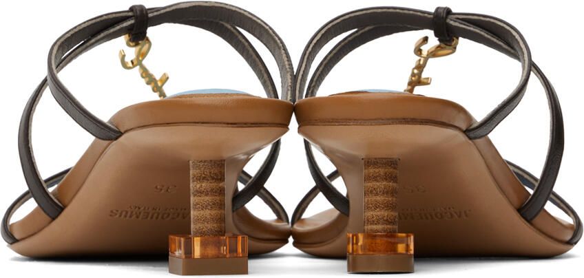 Jacquemus Brown & Blue Le Raphia 'Les Sandales Basses Pralu' Heeled Sandals
