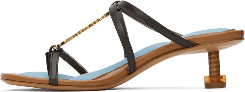 Jacquemus Brown & Blue Le Raphia 'Les Sandales Basses Pralu' Heeled Sandals - Picture 3