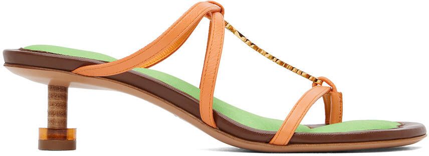 Jacquemus Orange Le Raphia 'Les Sandales Basses Pralu' Sandals - Picture 5