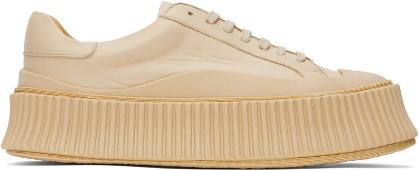 Jil Sander Beige Leather Sneakers - Picture 5