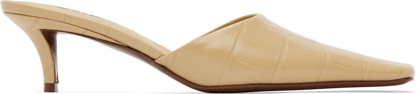 Jil Sander Beige Square Toe Mules - Picture 5