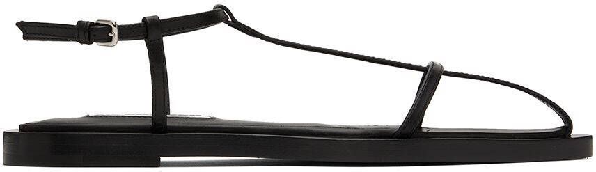 Jil Sander Black Agnellato Flat Sandals - Picture 5