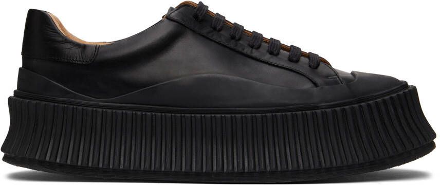 Jil Sander Black Agnellato Platform Sneakers