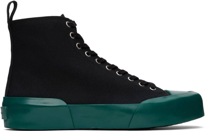 Jil Sander Black & Green High-Top Sneakers - Picture 5