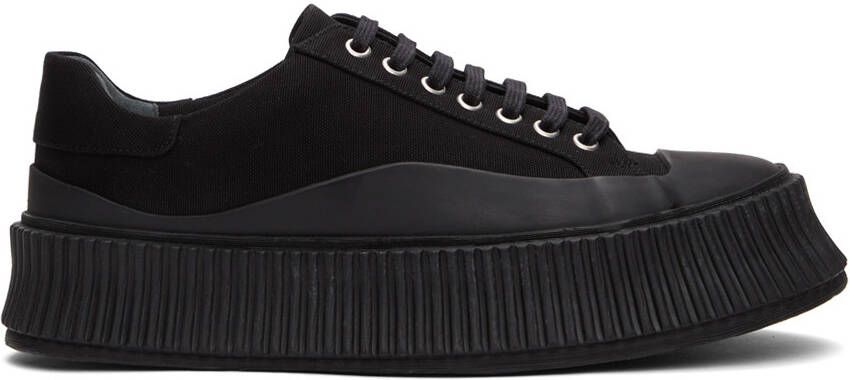 Jil Sander Black Canvas Platform Sneakers - Picture 3