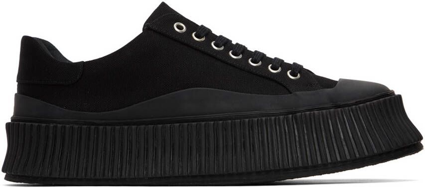 Jil Sander Black Canvas Platform Sneakers