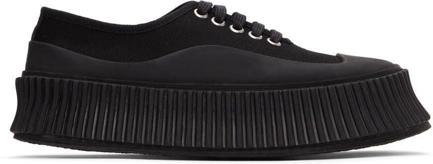 Jil Sander Black Canvas Platform Sneakers - Picture 3