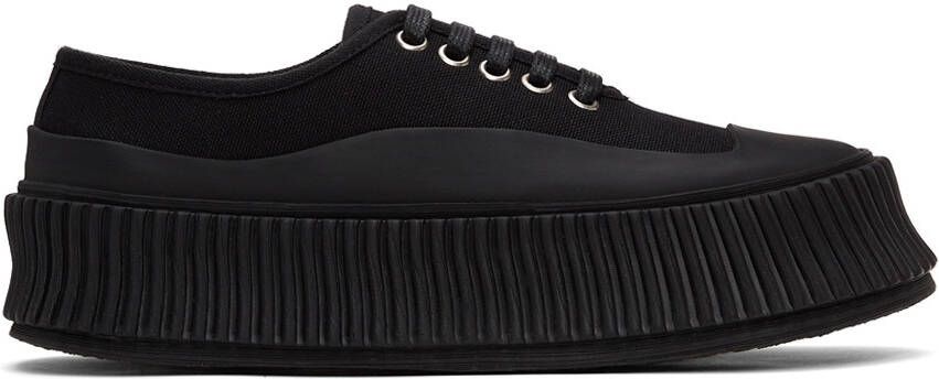 Jil Sander Black Canvas Platform Sneakers - Picture 3
