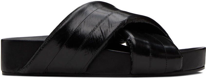 Jil Sander Black Criss-Cross Slides - Picture 4
