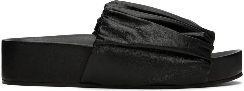 Jil Sander Black Gathered Slides - Picture 5
