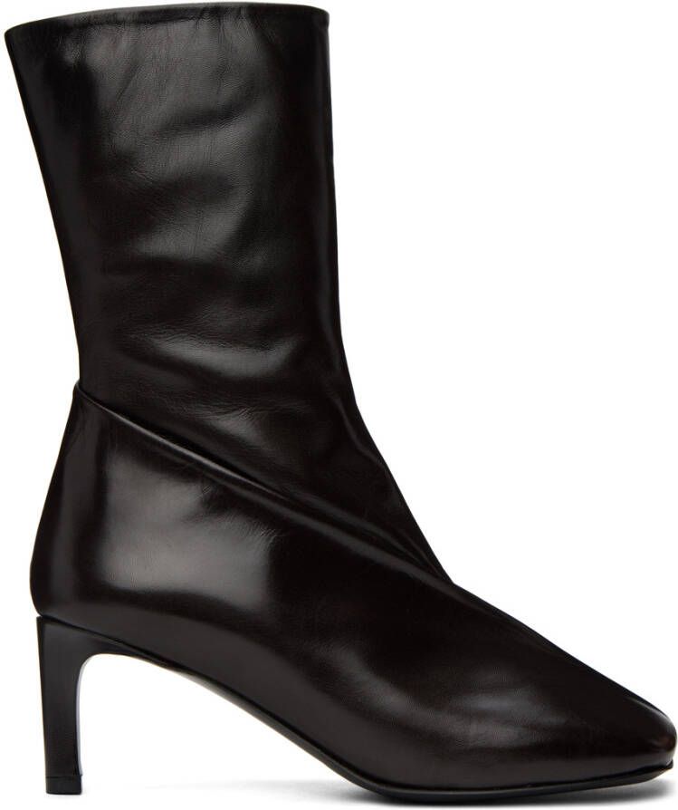 Jil Sander Black Leather Ankle Boots - Picture 5