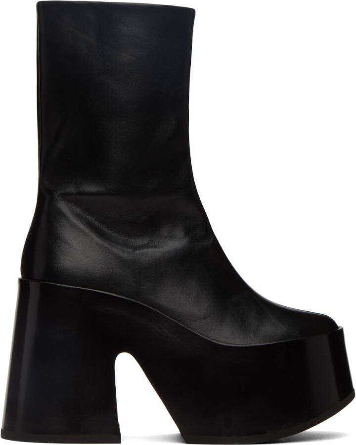 Jil Sander Black Leather Platform Boots