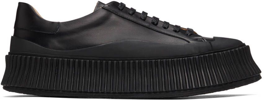Jil Sander Black Leather Platform Sneakers - Picture 4