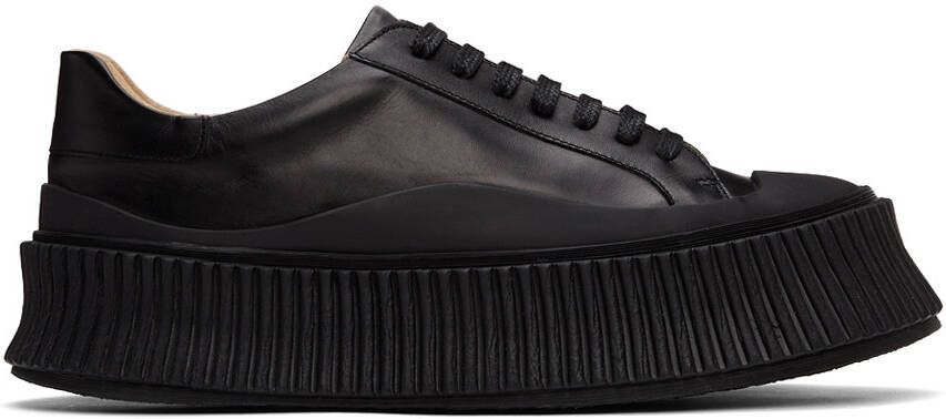 Jil Sander Black Leather Platform Sneakers - Picture 3