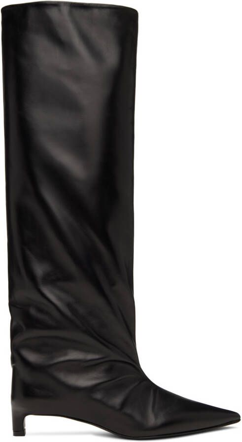 Jil Sander Black Leather Tall Boots - Picture 5