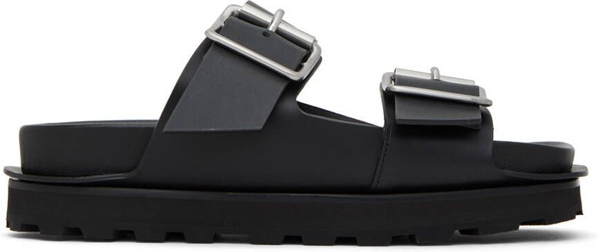 Jil Sander Black Pin-Buckle Slides - Picture 2