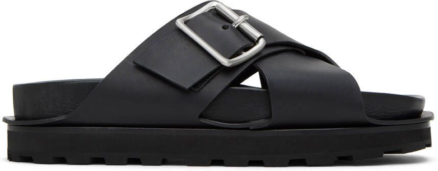 Jil Sander Black Pin-Buckle Slides - Picture 4