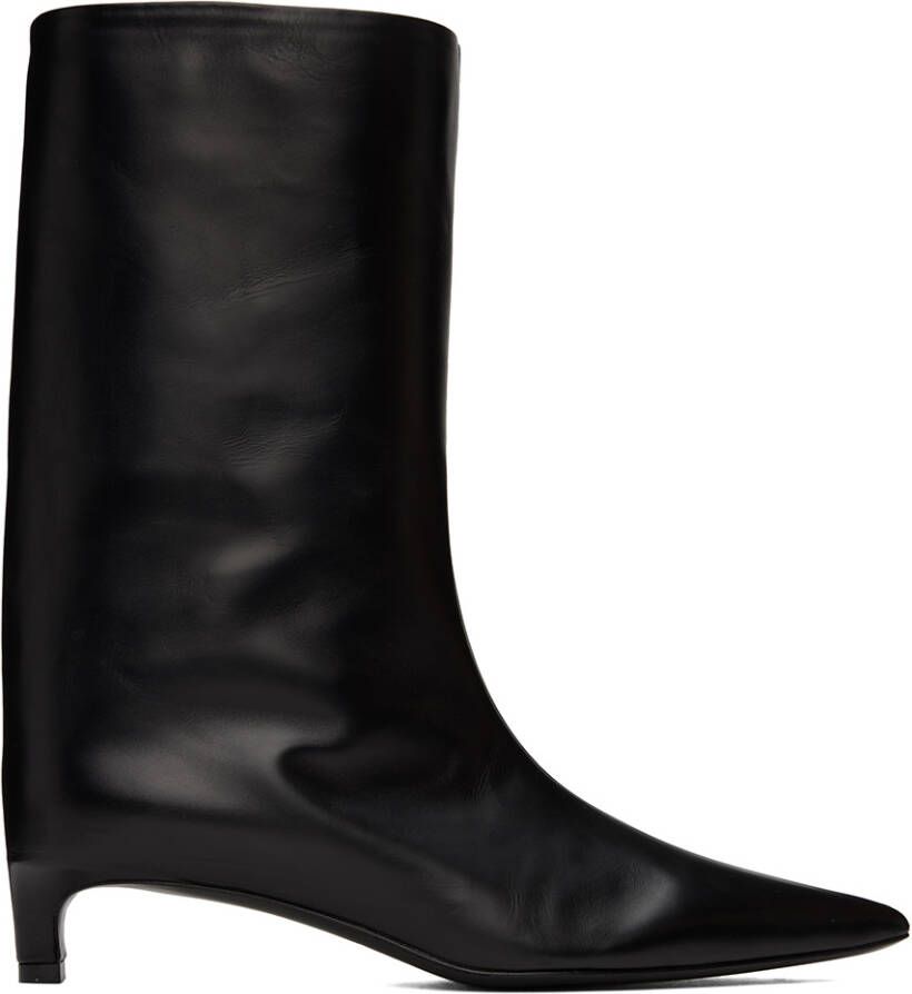 Jil Sander Black Pointed Toe Boots - Picture 2