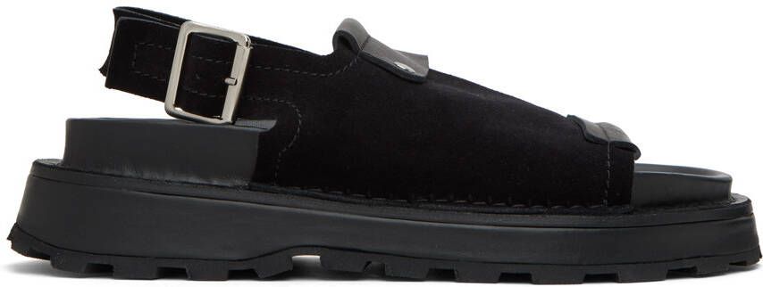Jil Sander Black Reverse Suede Sandals - Picture 5