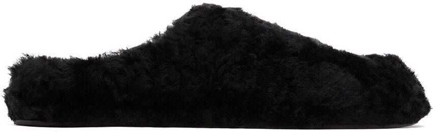 Jil Sander Black Shearling Slippers - Picture 5