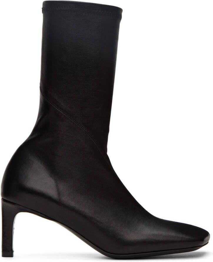Jil Sander Black Square Toe Ankle Boots - Picture 2
