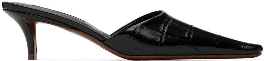 Jil Sander Black Square Toe Mules - Picture 5