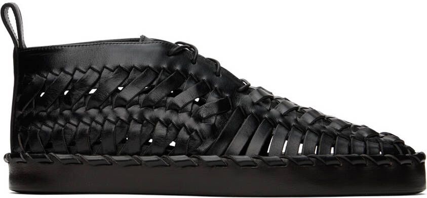 Jil Sander Black Woven Oxfords - Picture 5