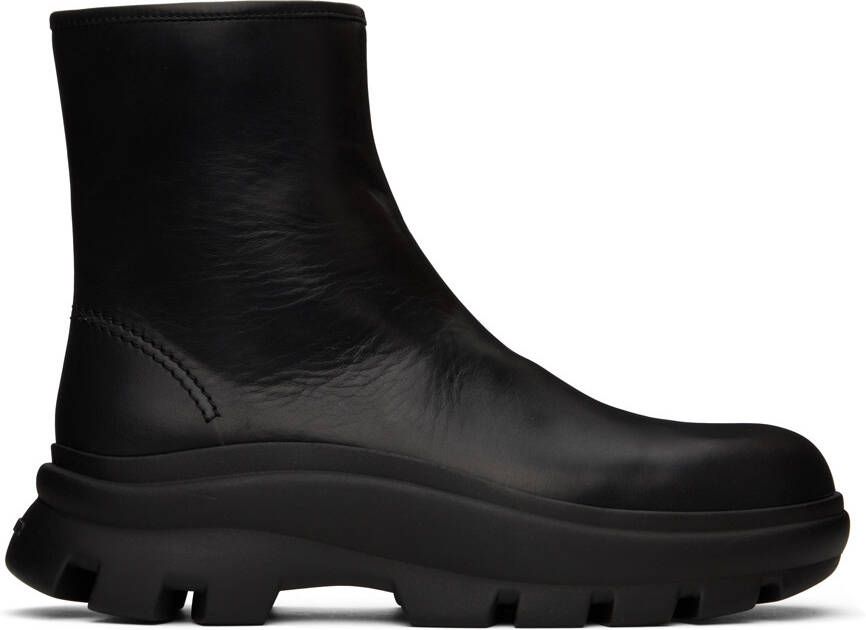Jil Sander Black Zip Boots - Picture 5