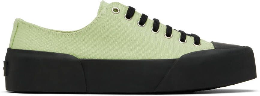 Jil Sander Green & Black Canvas Sneakers - Picture 5