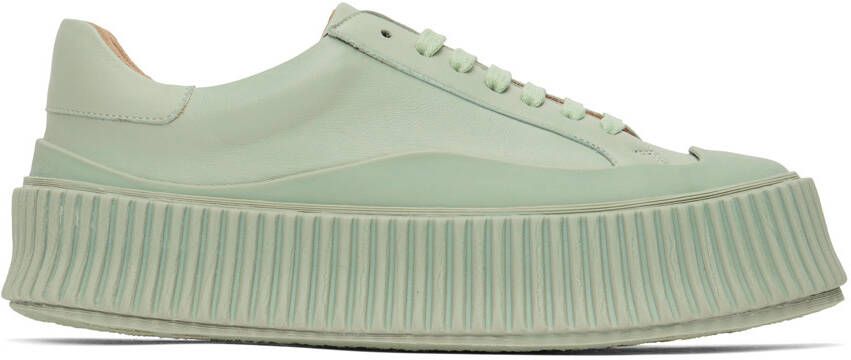 Jil Sander Green Leather Sneakers - Picture 5