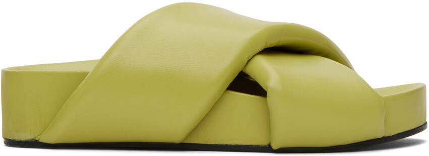 Jil Sander Green Padded Slides - Picture 4