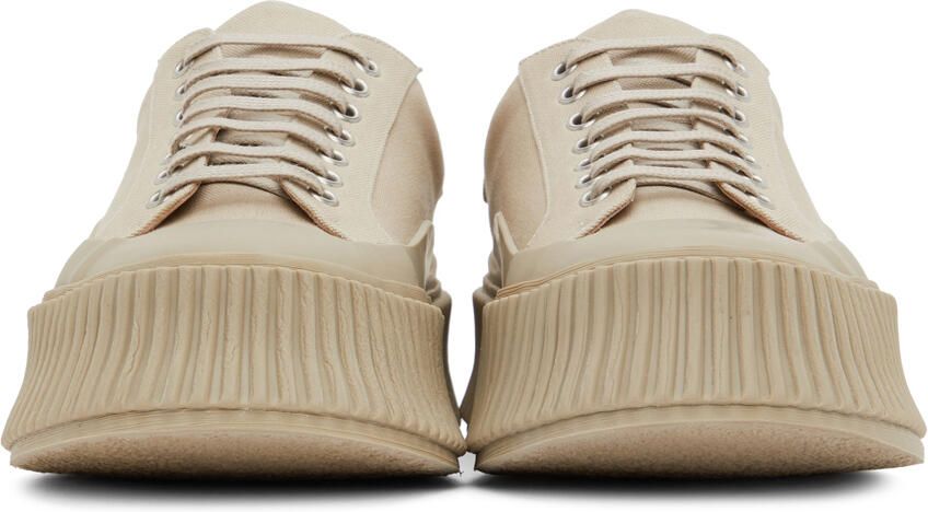 Jil Sander Beige Canvas Platform Sneakers - Picture 3