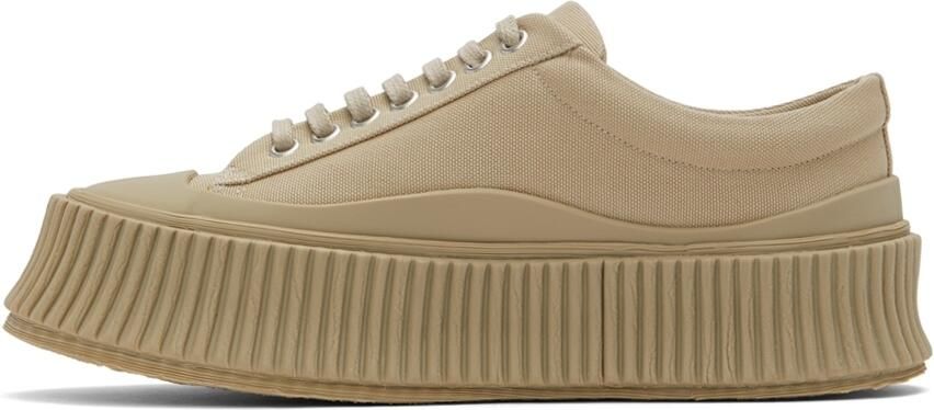 Jil Sander Beige Canvas Platform Sneakers - Picture 3