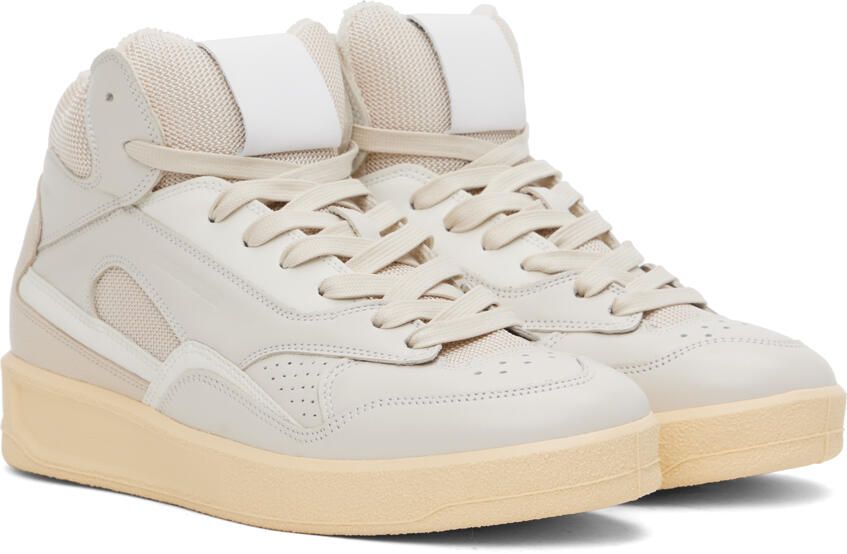 Jil Sander Beige High-Top Sneakers - Picture 2