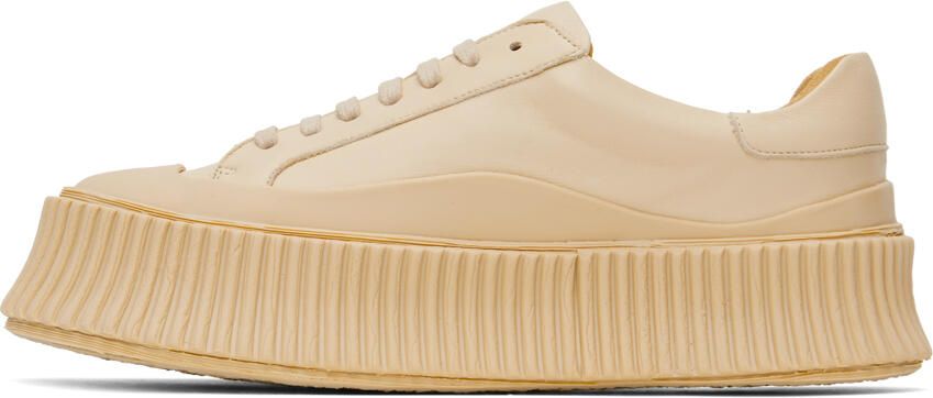 Jil Sander Beige Leather Sneakers - Picture 3