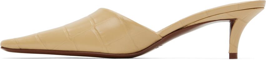 Jil Sander Beige Square Toe Mules - Picture 4