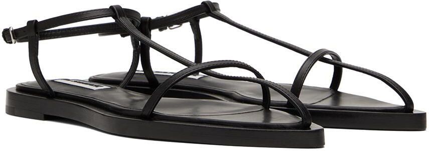 Jil Sander Black Agnellato Flat Sandals - Picture 2