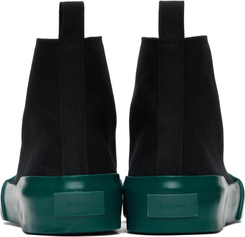 Jil Sander Black & Green High-Top Sneakers